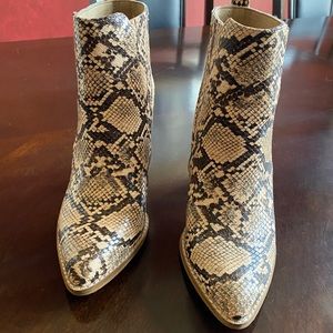 Ankle high snake print booties